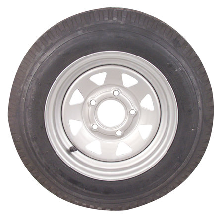 AMERICANA TIRE AND WHEEL Americana Tire & Wheel 3S335 Economy Bias Tire & Wheel ST185/80D13 D/5-Hole-Painted Silver Spoke Rim 3S335
